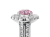 White gold Fancy Pink Round  Halo Diamond Engagement Ring with Split Shank and Prong Setting_32