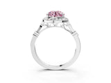 White gold Fancy Pink Round  Halo Diamond Engagement Ring with Twisted Band and Four-Prong Setting 4