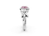White gold Fancy Pink Round  Halo Diamond Floral Band with Four-Prong Setting_37