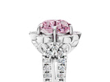 White gold Fancy Pink Round  Halo Diamond Floral Split Shank Engagement Ring 5