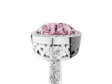 White gold Fancy Pink Round  Halo Diamond Pavé Band Ring with Prong Setting_5