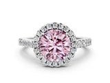 White gold Fancy Pink Round  Halo Diamond Pavé Solitaire Ring_63