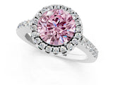 White gold Fancy Pink Round  Halo Diamond Pavé Solitaire Ring_64