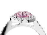 White gold Fancy Pink Round  Halo Diamond Pavé Solitaire Ring_67