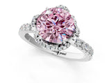 White gold Fancy Pink Round  Halo Diamond Pave Band Ring with Four-Prong Setting_16