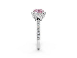 White gold Fancy Pink Round  Halo Diamond Pave Band Ring with Four-Prong Setting_17