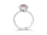 White gold Fancy Pink Round  Halo Diamond Pave Band Ring with Four-Prong Setting_18