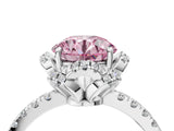 White gold Fancy Pink Round  Halo Diamond Pave Band Ring with Four-Prong Setting_19