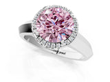 White gold Fancy Pink Round  Halo Diamond Ring with Cathedral Band and Four-Prong Setting_30