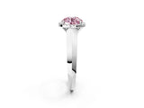 White gold Fancy Pink Round  Halo Diamond Ring with Cathedral Band and Four-Prong Setting_31