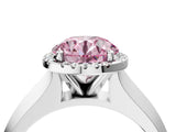 White gold Fancy Pink Round  Halo Diamond Ring with Cathedral Band and Four-Prong Setting_32