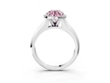 White gold Fancy Pink Round  Halo Diamond Ring with Cathedral Band and Four-Prong Setting_32