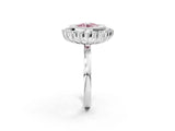 White gold Fancy Pink Round  Halo Diamond Ring with Milgrain Edge and Round Prong Setting_32