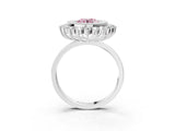 White gold Fancy Pink Round  Halo Diamond Ring with Milgrain Edge and Round Prong Setting_38