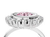 White gold Fancy Pink Round  Halo Diamond Ring with Milgrain Edge and Round Prong Setting_39