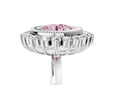 White gold Fancy Pink Round  Halo Diamond Ring with Milgrain Edge and Round Prong Setting_40