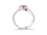 White gold Fancy Pink Round  Halo Diamond Ring with Round Cluster Setting, Solitaire Band, and Four-Prong Setting_31