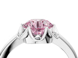 White gold Fancy Pink Round  Halo Diamond Ring with Round Cluster Setting, Solitaire Band, and Four-Prong Setting_33