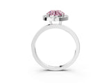 White gold Fancy Pink Round  Halo Diamond Solitaire with Pavé Band and Four-Prong Setting_32