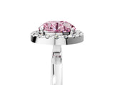 White gold Fancy Pink Round  Halo Diamond Solitaire with Pavé Band and Four-Prong Setting_34