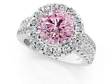White gold Fancy Pink Round  Halo Diamond Split Shank Engagement Ring with Prong Setting_112