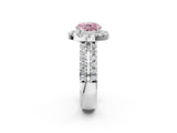 White gold Fancy Pink Round  Halo Diamond Split Shank Engagement Ring with Prong Setting_113