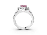 White gold Fancy Pink Round  Halo Diamond Split Shank Engagement Ring with Prong Setting_114