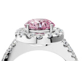 White gold Fancy Pink Round  Halo Diamond Split Shank Engagement Ring with Prong Setting_115