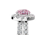 White gold Fancy Pink Round  Halo Diamond Split Shank Engagement Ring with Prong Setting_116