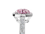 White gold Fancy Pink Round  Halo Pavé Diamond Engagement Ring with Bezel Setting_29
