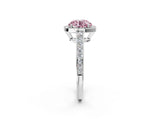White gold Fancy Pink Round  Halo Pavé Diamond Engagement Ring with Bezel Setting_31