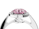 White gold Fancy Pink Round  Halo Pavé Diamond Engagement Ring with Bezel Setting_33
