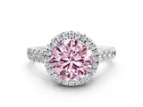 White gold Fancy Pink Round  Halo Pavé Diamond Engagement Ring with Four-Prong Setting_26