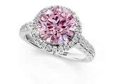 White gold Fancy Pink Round  Halo Pavé Diamond Engagement Ring with Four-Prong Setting_27