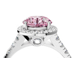 White gold Fancy Pink Round  Halo Pavé Diamond Engagement Ring with Four-Prong Setting_30