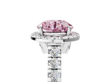 White gold Fancy Pink Round  Halo Pavé Diamond Engagement Ring with Four-Prong Setting_31