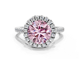 White gold Fancy Pink Round  Halo Pavé Diamond Engagement Ring with Four-Prong Setting_3