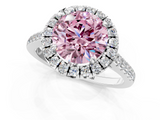 White gold Fancy Pink Round  Halo Pavé Diamond Engagement Ring with Four-Prong Setting_4