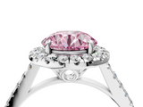 White gold Fancy Pink Round  Halo Pavé Diamond Engagement Ring with Four-Prong Setting_7