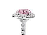 White gold Fancy Pink Round  Halo Pavé Diamond Engagement Ring with Four-Prong Setting_8