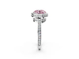 White gold Fancy Pink Round  Halo Pave Band Solitaire Ring with Prong Setting_30