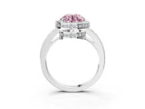 White gold Fancy Pink Round  Halo Pave Band Solitaire Ring with Prong Setting_32