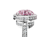 White gold Fancy Pink Round  Halo Pave Band Solitaire Ring with Prong Setting_33
