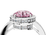 White gold Fancy Pink Round  Halo Pave Band Solitaire Ring with Prong Setting_33