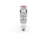 White gold Fancy Pink Round  Halo Pave Diamond Engagement Ring with Milgrain Detailing_67