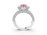 White gold Fancy Pink Round  Halo Pave Diamond Engagement Ring with Milgrain Detailing_68