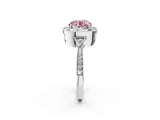White gold Fancy Pink Round  Halo Round Diamond Milgrain Pave Engagement Ring_11