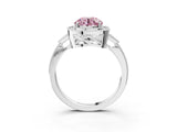 White gold Fancy Pink Round  Halo Round Diamond Milgrain Pave Engagement Ring_12