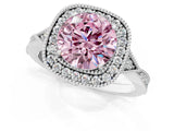 White gold Fancy Pink Round  Halo Round Diamond Milgrain Pave Engagement Ring_28