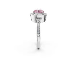 White gold Fancy Pink Round  Halo Round Diamond Milgrain Pave Engagement Ring_29